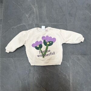 Zara Kids Cream Sweatshirt with Purple Floral Print